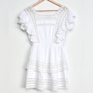 Lulu’s White Ruffled Lace Mini Dress
